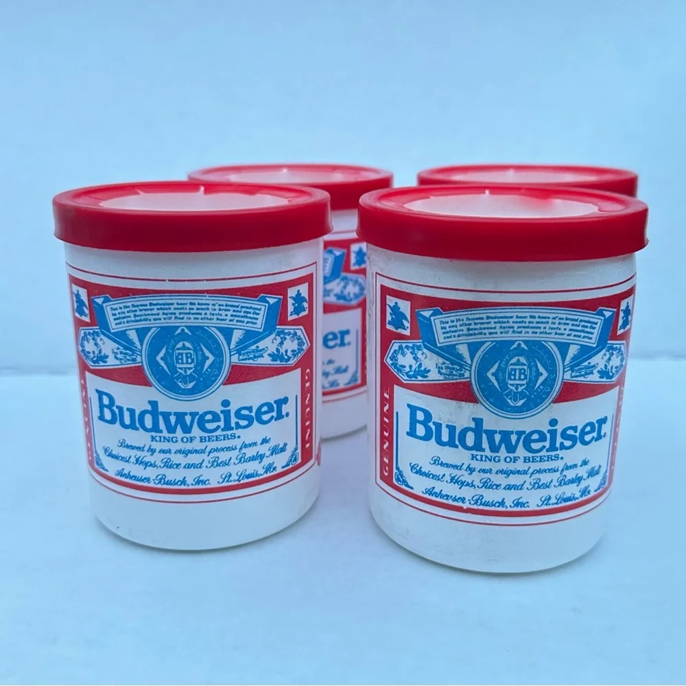vintage Budweiser styrofoam can koozies 4 pk 80s NOS